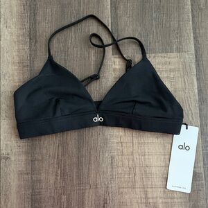 ALO Yoga Black Strappy Triangle Bralette